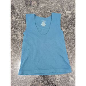 Free People Fitted Crop Tank women's‎ XS/S turquoise shelf bra deep scoop neck